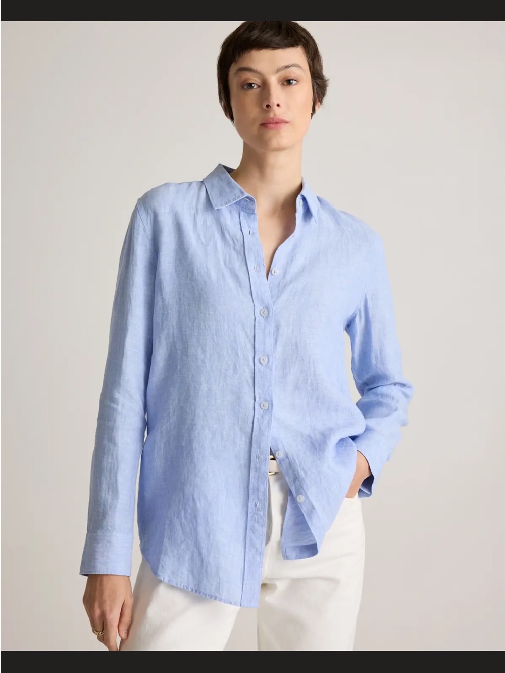 Quince 100% European Linen Button-Down Shirt- light blue- NWOT - Picture 3 of 16